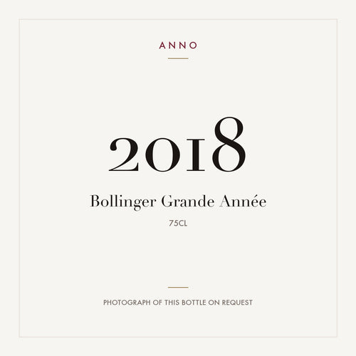 Bollinger Grande Annee Champagne 2018 AOC 0,75l — ANNO vintage card; photograph of the actual bottle available on request