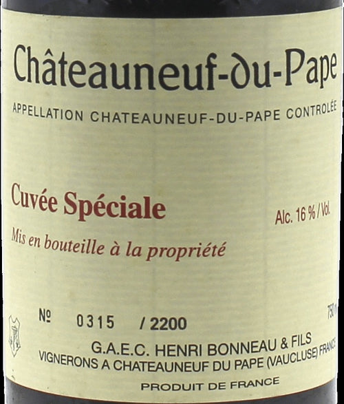Henri Bonneau Chateauneuf-du-Pape Cuvee Speciale 1990 AOC 0,75l — Weinetikett, Beispielbild