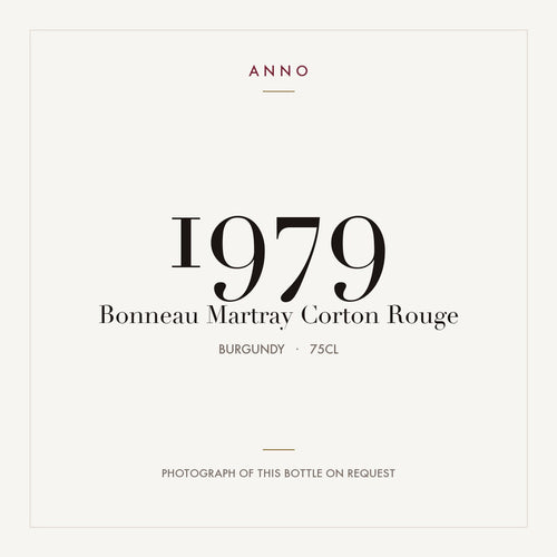 Bonneau Martray Corton Rouge 1979 0,75l — ANNO vintage card; photograph of the actual bottle available on request