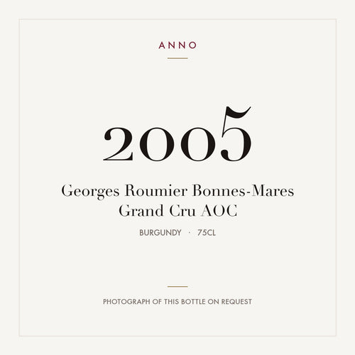 Georges Roumier Bonnes-Mares Grand Cru 2005 AOC 0,75l from Burgundy — ANNO vintage card; photograph of the actual bottle available on request