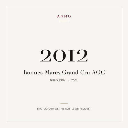 Bonnes-Mares Grand Cru 2012 AOC 0,75l from Burgundy — ANNO vintage card; photograph of the actual bottle available on request