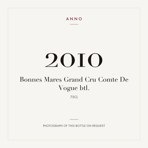 Comte de Vogue Bonnes-Mares Grand Cru 2010 AOC 0,75l — ANNO vintage card; photograph of the actual bottle available on request