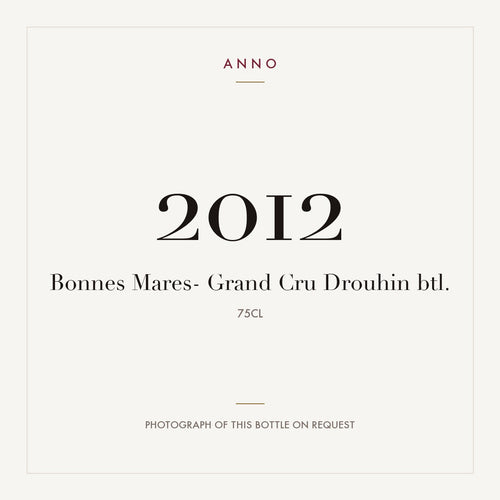 Drouhin Bonnes-Mares Grand Cru 2012 AOC 0,75l — tarjeta de añada ANNO; foto de la botella real disponible bajo petición