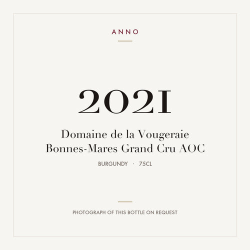 Domaine de la Vougeraie Bonnes-Mares Grand Cru 2021 AOC 0,75l from Burgundy — ANNO vintage card; photograph of the actual bottle available on request