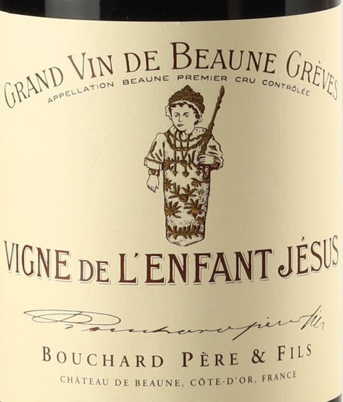 Bouchard Pere et Fils Beaune Premier Cru Greves Vigne de l'Enfant Jesus 1988 AOC 0,75l — vinetiket, illustrativt billede