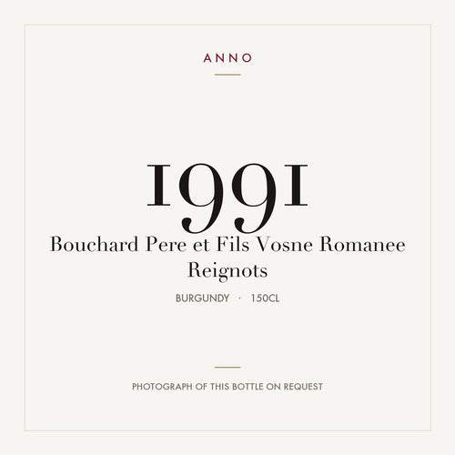 Bouchard Pere et Fils Vosne Romanee Reignots 1991 1,5l — card dell'annata ANNO; foto della bottiglia reale disponibile su richiesta