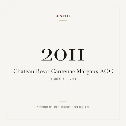 Chateau Boyd-Cantenac Margaux 2011 AOC 0,75l from Bordeaux — ANNO vintage card; photograph of the actual bottle available on request