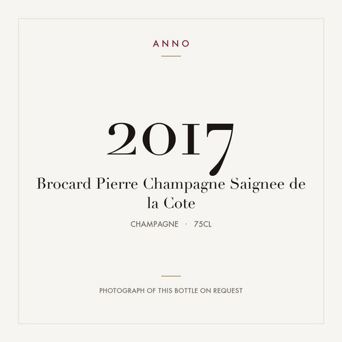 Brocard Pierre Champagne Saignee de la Cote 2017 0,75l from Champagne — ANNO vintage card; photograph of the actual bottle available on request