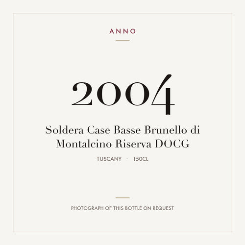Soldera Case Basse Brunello di Montalcino Riserva 2004 DOCG 1,5l, 托斯卡尼 — ANNO 年份卡;實際酒瓶照片可應要求提供