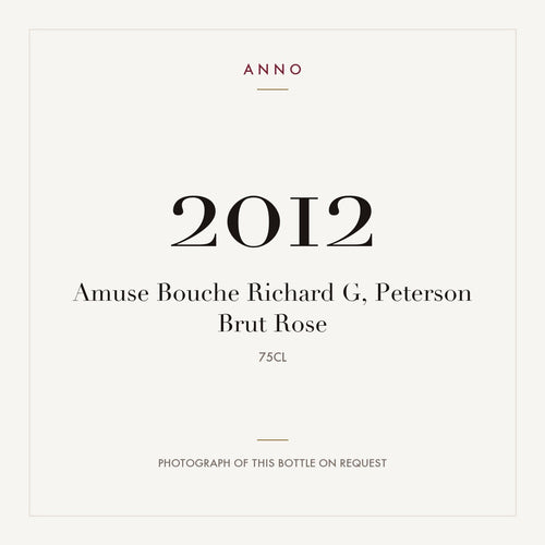 Amuse Bouche Richard G, Peterson Brut Rose 2012 0,75l — ANNO vintage card; photograph of the actual bottle available on request