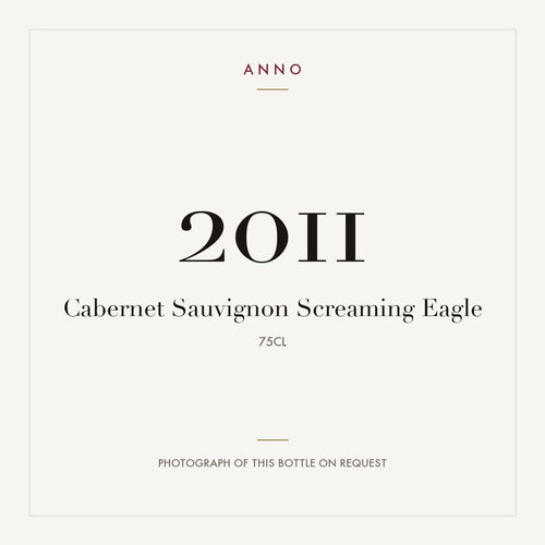 Screaming Eagle Cabernet Sauvignon 2011 0,75l — ANNO-årgangskort; foto af den faktiske flaske på forespørgsel