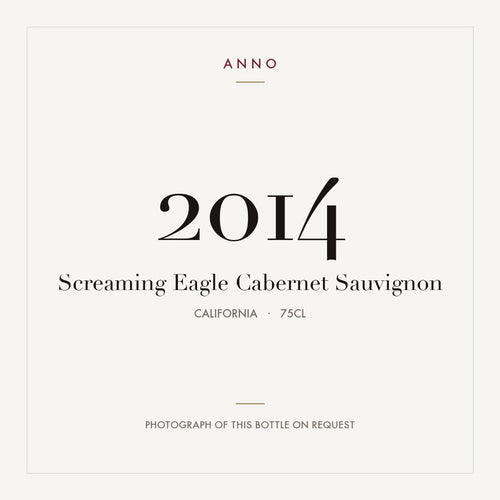 Screaming Eagle Cabernet Sauvignon 2014 0,75l from California — ANNO vintage card; photograph of the actual bottle available on request