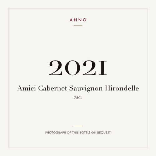 Amici Cabernet Sauvignon Hirondelle 2021 0,75l — ANNO vintage card; photograph of the actual bottle available on request