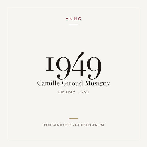 Camille Giroud Musigny 1949 0,75l — card dell'annata ANNO; foto della bottiglia reale disponibile su richiesta