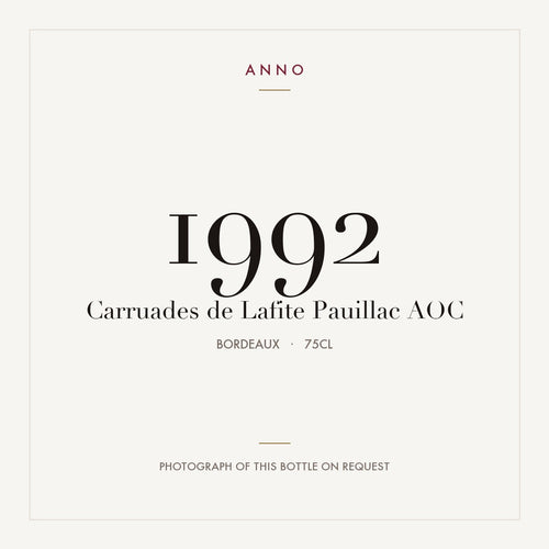 Carruades de Lafite Pauillac 1992 AOC 0,75l, Bordeaux — card dell'annata ANNO; foto della bottiglia reale disponibile su richiesta