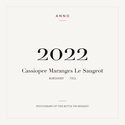 Cassiopee Maranges Le Saugeot 2022 0,75l from Burgundy — ANNO vintage card; photograph of the actual bottle available on request