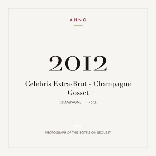 Gosset Celebris Extra-Brut Champagne 2012 AOC 0,75l — ANNO vintage card; photograph of the actual bottle available on request