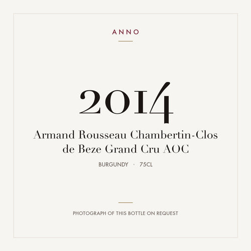 Armand Rousseau Chambertin-Clos de Beze Grand Cru 2014 AOC 0,75l from Burgundy — ANNO vintage card; photograph of the actual bottle available on request