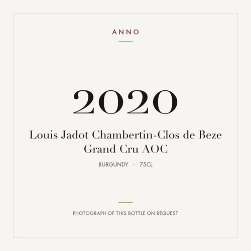 Louis Jadot Chambertin-Clos de Beze Grand Cru 2020 AOC 0,75l from Burgundy — ANNO vintage card; photograph of the actual bottle available on request