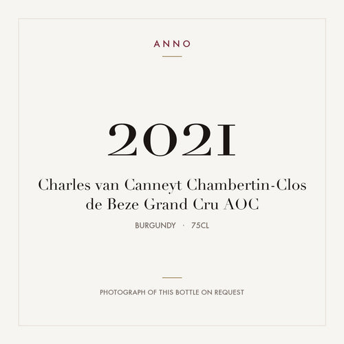 Charles van Canneyt Chambertin-Clos de Beze Grand Cru 2021 AOC 0,75l from Burgundy — ANNO vintage card; photograph of the actual bottle available on request