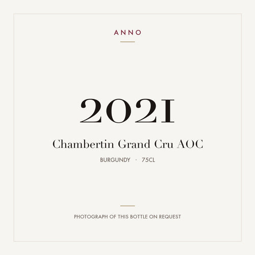 Chambertin Grand Cru 2021 AOC 0,75l, Bourgogne — carte millésime ANNO ; photo de la bouteille réelle disponible sur demande