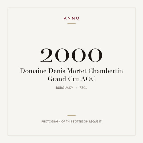 Domaine Denis Mortet Chambertin Grand Cru 2000 AOC 0,75l, Bourgogne — carte millésime ANNO ; photo de la bouteille réelle disponible sur demande