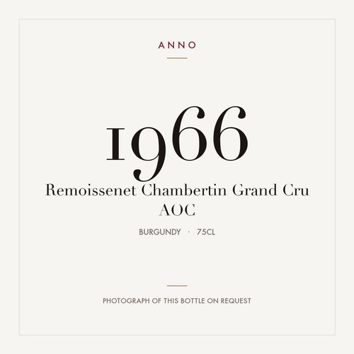Remoissenet Chambertin Grand Cru 1966 AOC 0,75l from Burgundy — ANNO vintage card; photograph of the actual bottle available on request