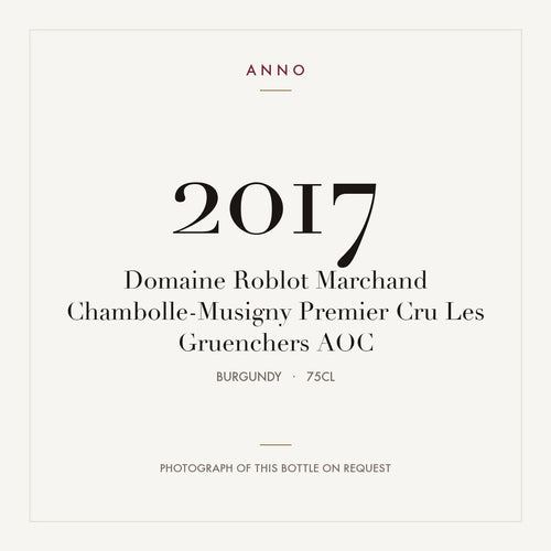 Domaine Roblot Marchand Chambolle-Musigny Premier Cru Les Gruenchers 2017 AOC 0,75l from Burgundy — ANNO vintage card; photograph of the actual bottle available on request