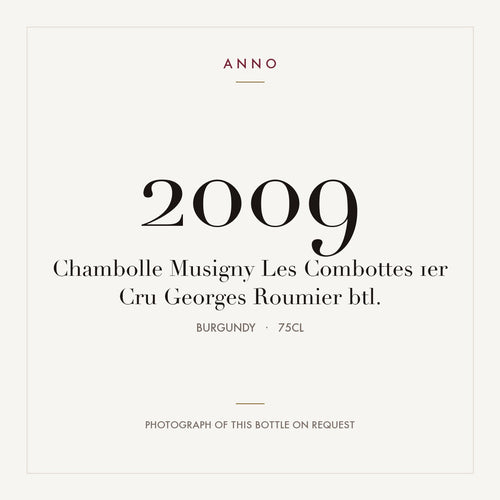 Georges Roumier Chambolle-Musigny Premier Cru Les Combottes 2009 AOC 0,75l — carte millésime ANNO ; photo de la bouteille réelle disponible sur demande