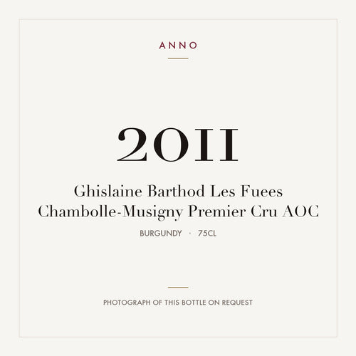 Ghislaine Barthod Les Fuees Chambolle-Musigny Premier Cru 2011 AOC 0,75l, Burgund — ANNO-Jahrgangskarte; Foto der tatsächlichen Flasche auf Anfrage