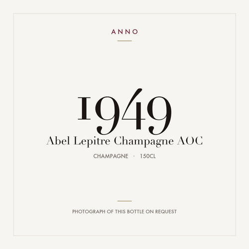 Abel Lepitre Champagne 1949 AOC 1,5l from Champagne — ANNO vintage card; photograph of the actual bottle available on request