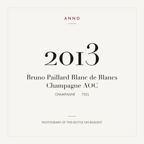 Bruno Paillard Blanc de Blancs Champagne 2013 AOC 0,75l from Champagne — ANNO vintage card; photograph of the actual bottle available on request