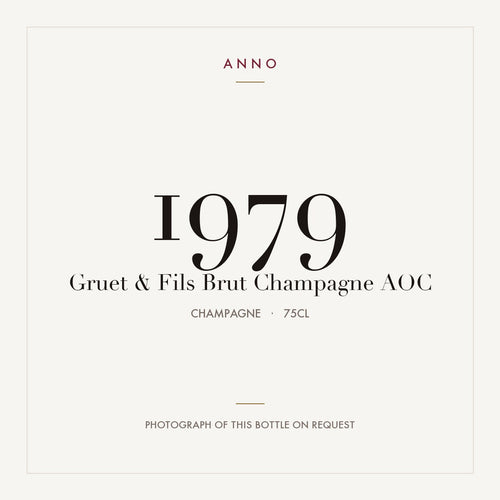 Gruet & Fils Brut Champagne 1979 AOC 0,75l from Champagne — ANNO vintage card; photograph of the actual bottle available on request