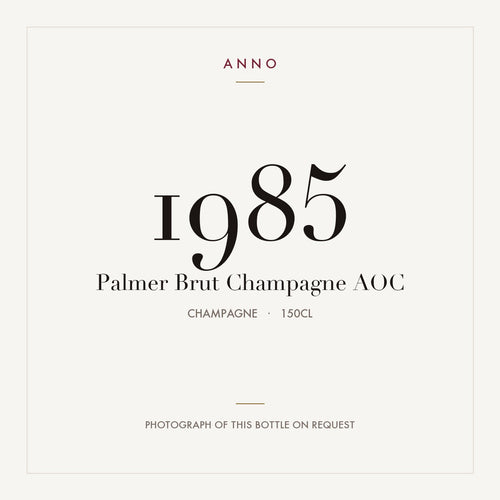 Palmer Brut Champagne 1985 AOC 1,5l from Champagne — ANNO vintage card; photograph of the actual bottle available on request