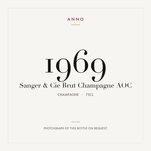 Sanger & Cie Brut Champagne 1969 AOC 0,75l from Champagne — ANNO vintage card; photograph of the actual bottle available on request