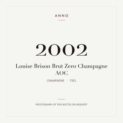 Louise Brison Brut Zero Champagne 2002 AOC 0,75l from Champagne — ANNO vintage card; photograph of the actual bottle available on request