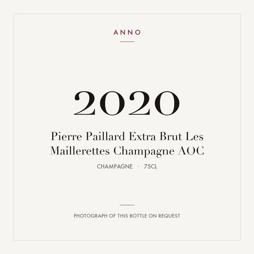 Pierre Paillard Extra Brut Les Maillerettes Champagne 2020 AOC 0,75l from Champagne — ANNO vintage card; photograph of the actual bottle available on request