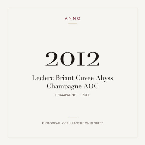 Leclerc Briant Cuvee Abyss Champagne 2012 AOC 0,75l from Champagne — ANNO vintage card; photograph of the actual bottle available on request