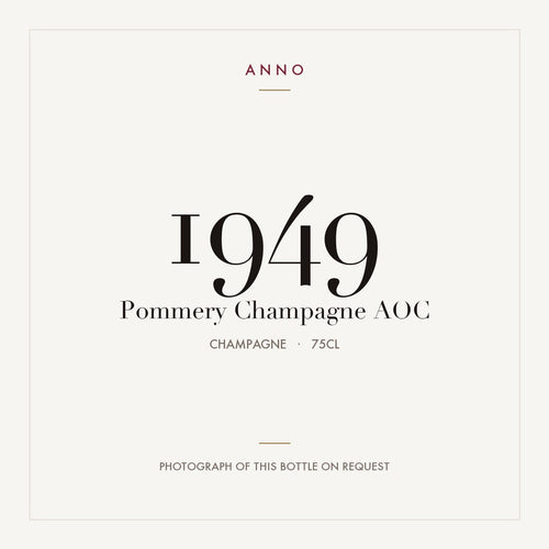 Pommery Champagne 1949 AOC 0,75l from Champagne — ANNO vintage card; photograph of the actual bottle available on request
