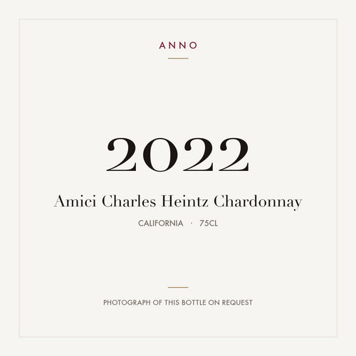 Amici Charles Heintz Chardonnay 2022 0,75l from California — ANNO vintage card; photograph of the actual bottle available on request