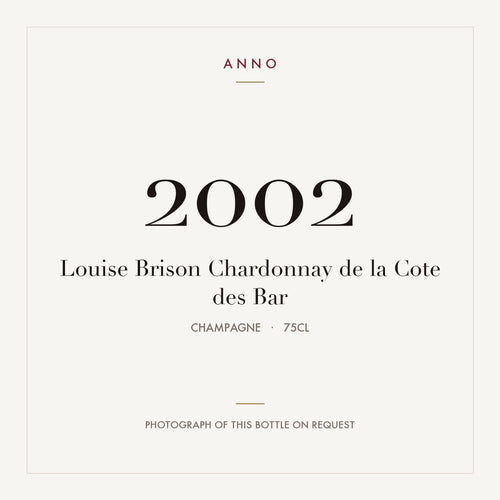 Louise Brison Chardonnay de la Cote des Bar 2002 0,75l from Champagne — ANNO vintage card; photograph of the actual bottle available on request
