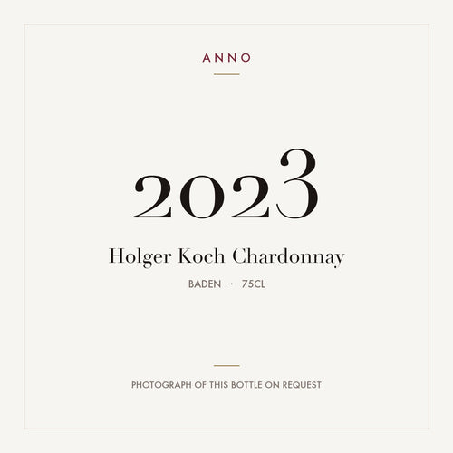 Holger Koch Chardonnay 2023 0,75l from Baden — ANNO vintage card; photograph of the actual bottle available on request