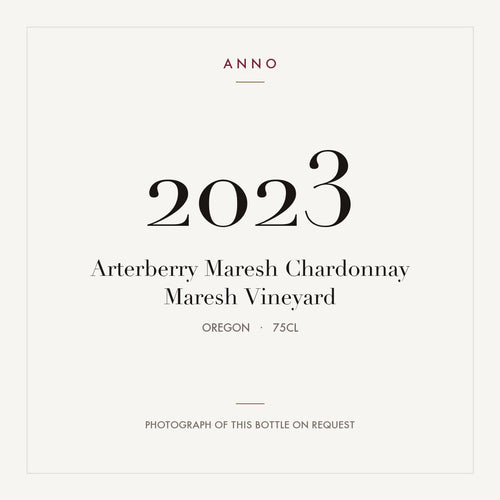 Arterberry Maresh Chardonnay Maresh Vineyard 2023 0,75l from Oregon — ANNO vintage card; photograph of the actual bottle available on request