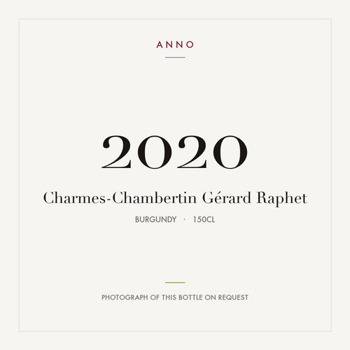 Gerard Raphet Charmes-Chambertin Grand Cru 2020 AOC 1,5l — ANNO-Jahrgangskarte; Foto der tatsächlichen Flasche auf Anfrage