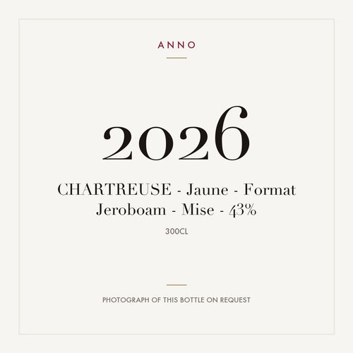 Chartreuse Jaune 2026 3l — ANNO vintage card; photograph of the actual bottle available on request