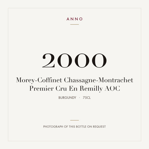 Morey-Coffinet Chassagne-Montrachet Premier Cru En Remilly 2000 AOC 0,75l from Burgundy — ANNO vintage card; photograph of the actual bottle available on request