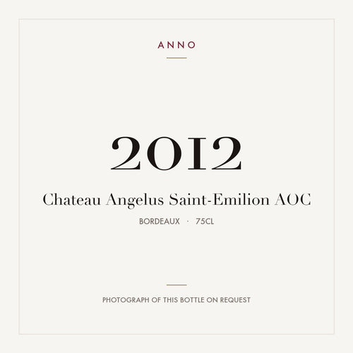 Chateau Angelus Saint-Emilion 2012 AOC 0,75l, Bordeaux — ANNO-Jahrgangskarte; Foto der tatsächlichen Flasche auf Anfrage