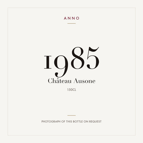 Chateau Ausone Saint-Emilion 1985 AOC 1,5l — tarjeta de añada ANNO; foto de la botella real disponible bajo petición