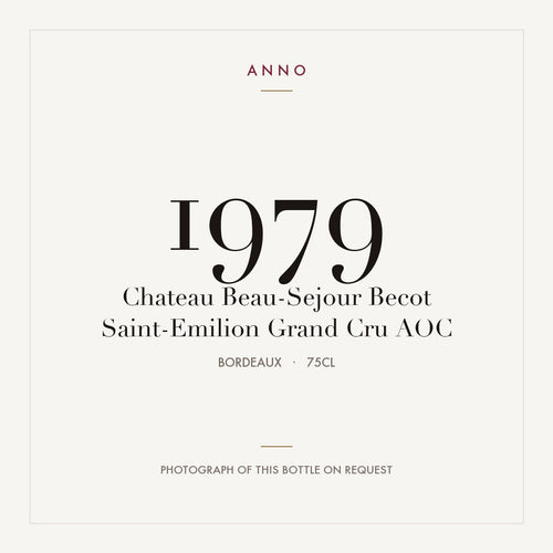 Chateau Beau-Sejour Becot Saint-Emilion Grand Cru 1979 AOC 0,75l from Bordeaux — ANNO vintage card; photograph of the actual bottle available on request