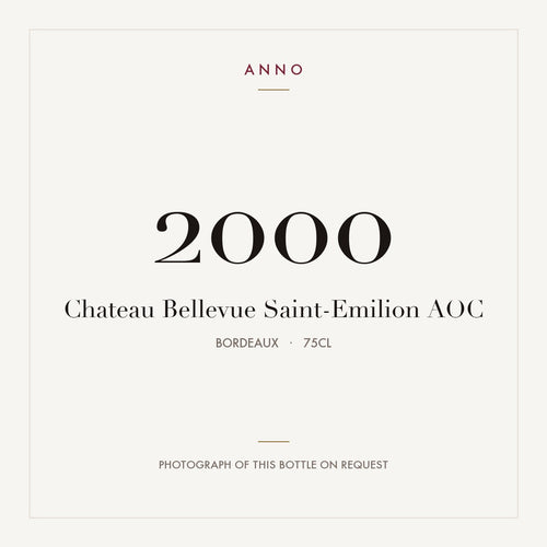 Chateau Bellevue Saint-Emilion 2000 AOC 0,75l from Bordeaux — ANNO vintage card; photograph of the actual bottle available on request